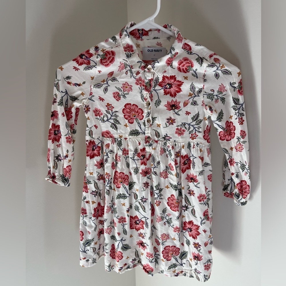 Old Navy Floral Dress Long Sleeves Toddler Girls Size 5T